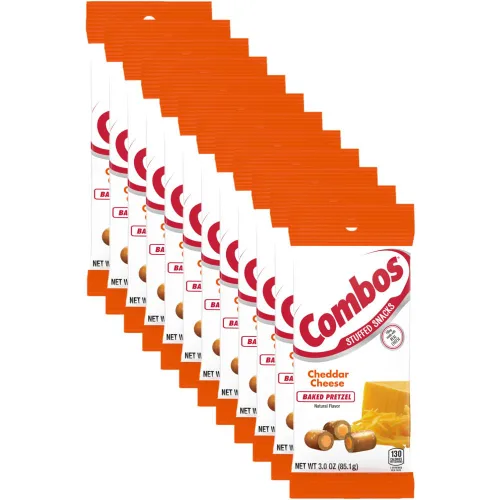 COMBOS Stuffed Snacks Cheddar - Bocadillos de pretzel horneados con queso cheddar, bolsas individuales de pretzels de 3.0 onzas (paquete de 12)