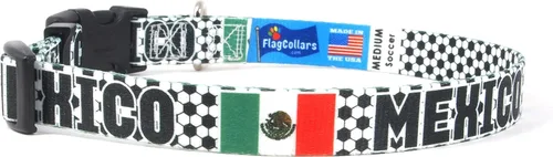 Miniatura 2 de Collar de perro Fútbol Fútbol Bandera de México Xtra grande, grande, mediano, pequeño, extra pequeño Fabricado en Estados Unidos Regalo