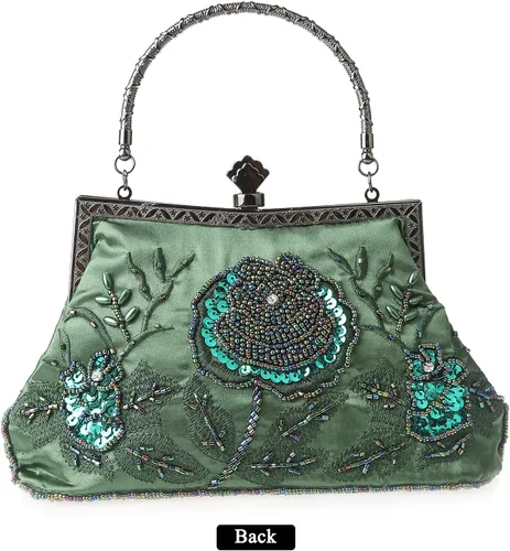 Miniatura 2 de Bolso cruzado de lentejuelas con bordado floral vintage para mujer, bolso de noche para novia, boda, fiesta, graduación
