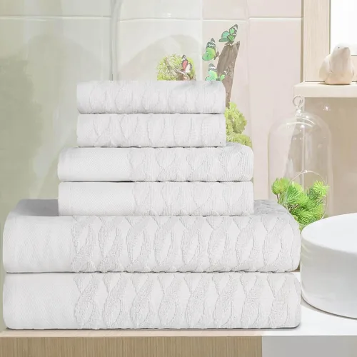 Miniatura 88 de Superior Juego de 6 toallas de 100% algodón egipcio de 500 GSM, 6 piezas, 2 caras, 2 manos, 2 toallas, ideal para baño, cocina o playa, de secado