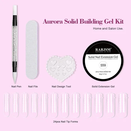 Miniatura 4 de RARJSM Aurora Solid Builder - Gel de uñas no pegajoso para esculpir 3D, gel de extensión de uñas Galaxy Starry Cloud transparente, naranja, rosa
