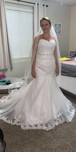 Miniatura 4 de Vestido de novia formal sin tirantes con encaje, largo de sirena para mujer 2019 WD162