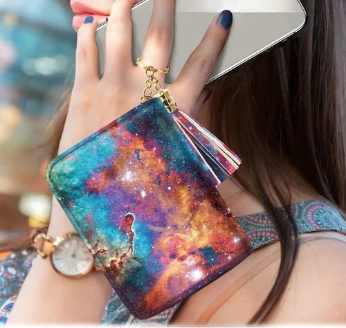 Miniatura 5 de Billetera pequeña para tarjetas de crédito RFID con purpurina linda para mujer