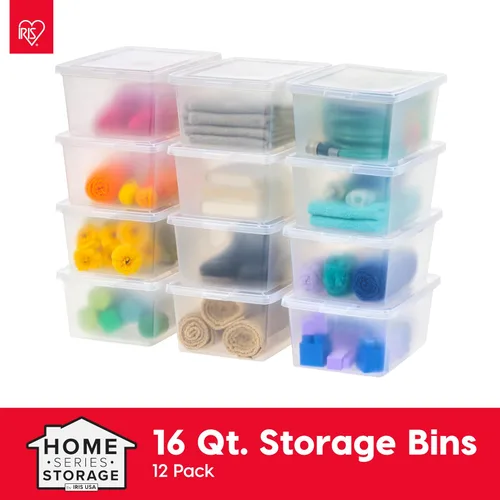 Miniatura 7 de IRIS USA Paquete de 12 contenedores de almacenamiento con tapas, 17 cuartos de galón, cajas de zapatos, contenedores transparentes apilables