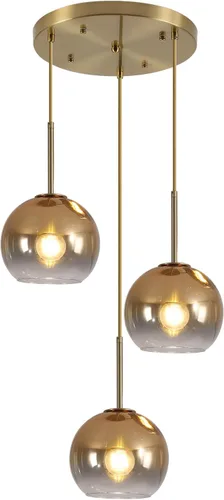Miniatura 10 de KCO Iluminación Moderna Lámpara Colgante de 3 Luces con Globo de Vidrio Gradiente en Plata, Luminaria de Techo con Cordón Ajustable, Candelabro