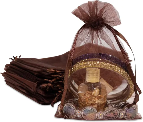 Miniatura 33 de TheDisplayGuys - Paquete de 48 bolsas de regalo de organza transparente negra de 2 x 2-3/4 pulgadas con cordón, bolsas de regalo para joyas, bolsas