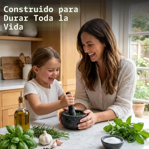 Miniatura 9 de Priority Chef Juego de Mortero y Mano de Mortero de Alta Resistencia, 1.5 Tazas, 100% Granito, Base Antideslizante, Haga Guacamole Fresco, Salsa