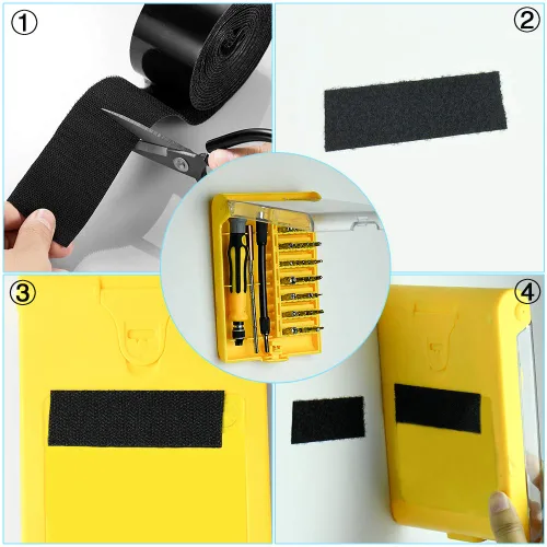 Miniatura 6 de Cinta adhesiva de gancho y bucle de 1 pulgada, 5 yardas, cierre de tiras autoadhesivas de alta resistencia, color negro