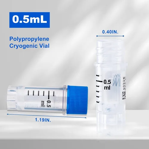 Miniatura 2 de Cryoviales de 0.0 fl oz, 25Pcs Cryotubes con código de barras lateral, frascos de esterilización con rosca externa, tubos de muestra con tapas Azul