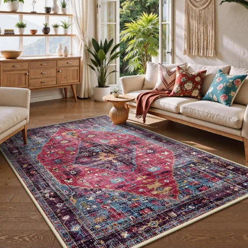 Miniatura 45 de Lahome Alfombra tribal bohemia de 2 x 3 pies, alfombra verde pequeña para entrada, suave, antideslizante, lavable, alfombra de baño bohemia de pelo