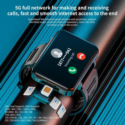 Miniatura 2 de LOKMAT Reloj inteligente con tarjeta SIM 4G, 4 GB+64 GB Android Smartwatch teléfono, 2.4 pulgadas, pantalla grande, reloj deportivo de 1500 mAh