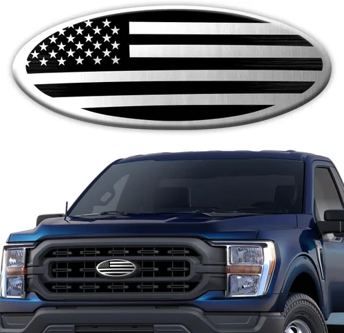 Miniatura 6 de Emblema para portón trasero para Ford F150 F250 F350 Bandera Americana Negra de 9 Pulgadas Emblema para parrilla delantera para emblemas de Ford