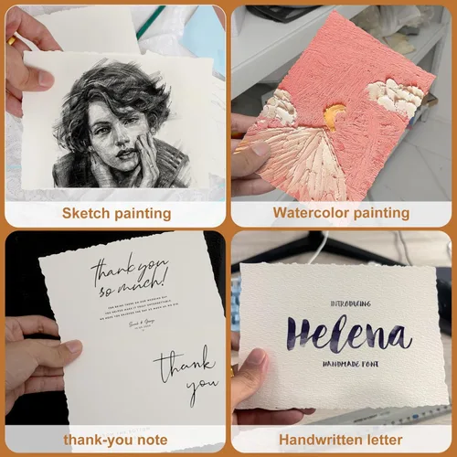 Miniatura 6 de 50 hojas de papel texturizado 4 x 6 pulgadas, papel de acuarela prensado en frío 140 lb/300 g/m², papel texturizado hecho a mano para acuarelas, 50
