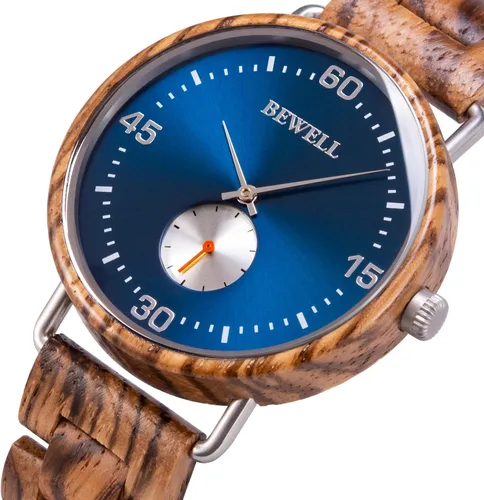 Miniatura 2 de BEWELL Wood Watches for Men Minimalist Style Quartz Stainless Steel Combined Wooden Watches Mens