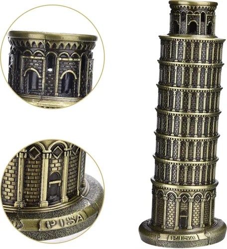Miniatura 3 de Cutbar Torre de Pisa inclinada de 6 pulgadas, modelo de arquitectura, figuras retro famosas de Italia para decoración de escritorio del hogar