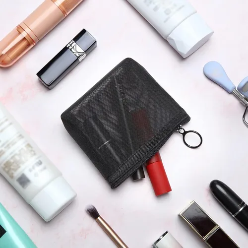 Miniatura 5 de Juego de 6 bolsas de malla negra con cremallera, bolsas de malla de nailon transparente en varios tamaños, bolsas organizadoras de artículos
