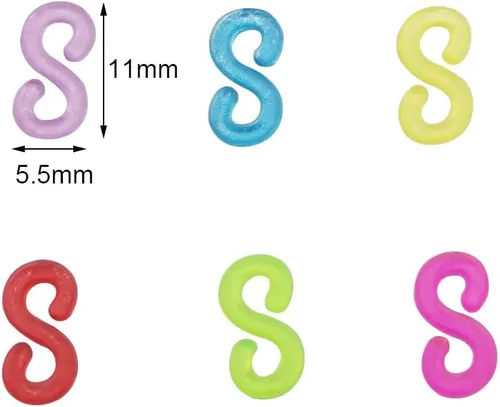 Miniatura 2 de Alamic 500 piezas de clips en S para telar, bandas de goma, conectores de plástico, clips de repuesto para pulseras de telar, bricolaje y Colorido