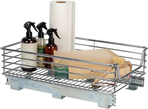 Miniatura 23 de Household Essentials Glidez Organizador de almacenamiento multiusos de acero cromado extraíble/deslizante para uso debajo del gabinete - Diseño de 2