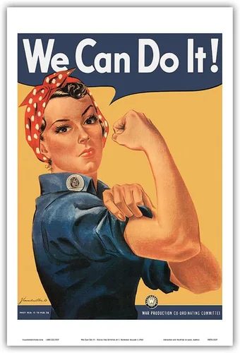 We Can Do It – Rosie the Riveter – Póster vintage de guerra por J. Howard Miller c.1943 – Impresión artística maestra (sin marco) 6 x 9 pulgadas
