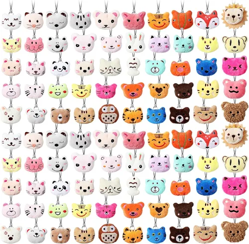 Libima 150 piezas de mini animales de peluche de mar, animales de frutas de peluche para llavero, juego para carnaval, cumpleaños, aula, premios,