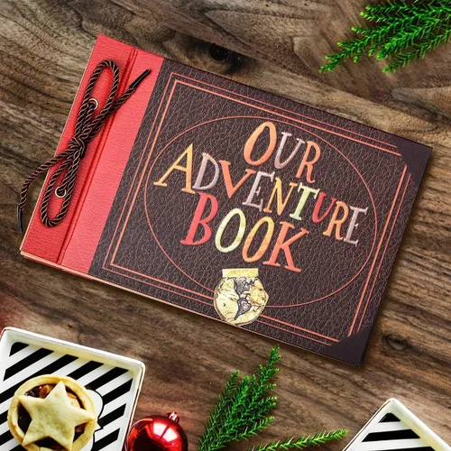 Miniatura 7 de Nuestro libro de aventuras hecho a mano de 11.92 x 7.62 pulgadas encuadernado en cuero con 80 páginas, letras en relieve, inspirado en 'Up', ideal