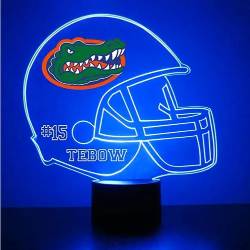 Miniatura 32 de Lámpara nocturna con señal LED personalizada de casco de fútbol de la Universidad de Alabama Crimson Tide con nombre o imagen personalizada