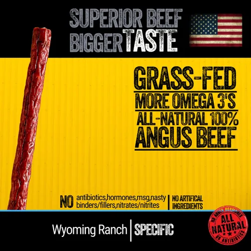 Miniatura 6 de Wyoming Palitos de carne 100% alimentados con pasto – 4 veces cada sabor – Humo de nogal vaquero, jengibre salvaje y jalapeño original – Snacks