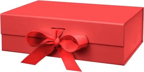 Miniatura 8 de DaiUni 10.5"X7.5"X3.1" Black Magnetic Gift Box with Lid and Ribbon for Presents Naranja