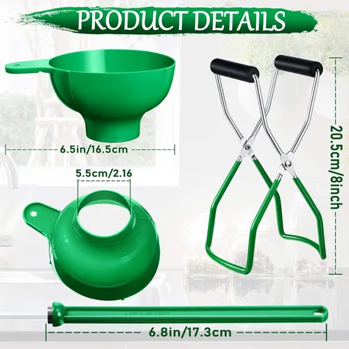 Miniatura 2 de Kit de 3 piezas esenciales para conservas, embudo de boca ancha, tapa magnética, varita para tarros, herramientas de cocina antiquemaduras, juego