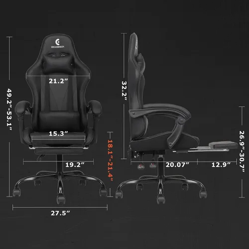 Miniatura 3 de Silla de juegos con reposabrazos y reposapiés Linkage, silla de videojuegos de respaldo alto, color negro