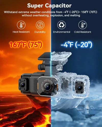 Miniatura 8 de Cámara de tablero N5 PRO 4K de 4 canales, vista panorámica de 360°, trasera e interior de 1080P, WiFi 5G 6 - hasta 10MB/s, GPS integrado, visión