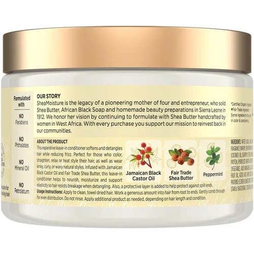 Miniatura 2 de SheaMoisture - Acondicionador sin enjuague, paquete de 3 – Aceite de ricino negro jamaicano para fortalecer y restaurar la fórmula para reparar