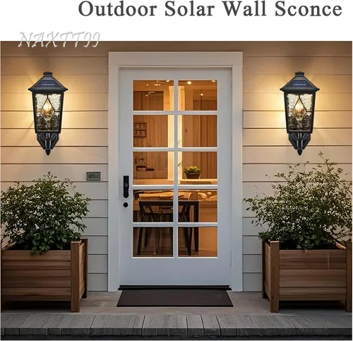 Miniatura 7 de Lámpara de pared solar para exteriores, impermeable, de aluminio, con control remoto, luces negras para porche al aire libre, montaje en pared