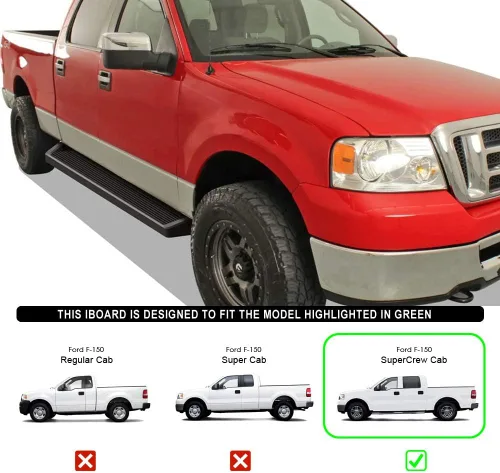 Miniatura 7 de HD Ridez Estribo de 6 pulgadas, color negro, compatible con Ford F150 SuperCrew Cab 2004-2008 (barras laterales de barra nerf)