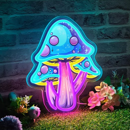Miniatura 2 de Letrero de neón de hongo con interruptor regulable, luz de neón de hongo para decoración de pared, letrero de neón LED de hongo para dormitorio