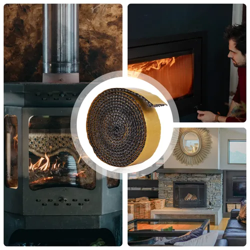 Miniatura 7 de Sello de cinta para chimenea, 1 x 1/8 x 79 pulgadas, sello de cuerda de fibra de vidrio autoadhesivo, junta de estufa de madera, cinta plana