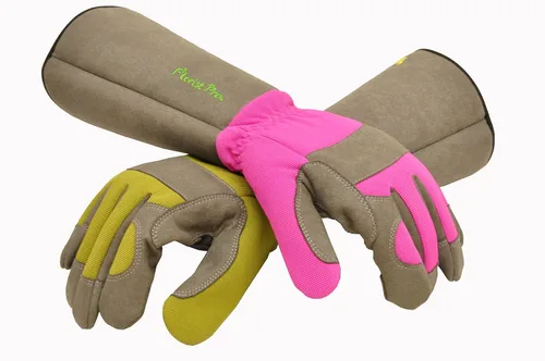 Miniatura 7 de G & F Products Florist Pro - Guantes de jardinería de rosa, palma de cuero sintético, protección contra espinas, manga larga