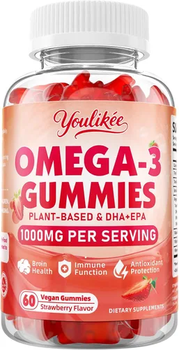 Miniatura 8 de Gomitas veganas Omega-3 de 1000 mg, alternativa al aceite de pescado Omega 3 para adultos, DHA a base de plantas de 460 mg y EPA 230 mg con vitamina