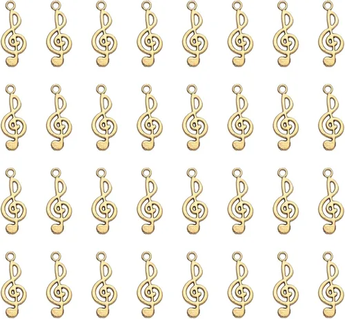50 piezas de dijes de notas musicales de metal, símbolo de música vintage, elegante, elegante, instrumento, cuentas colgantes para manualidades,