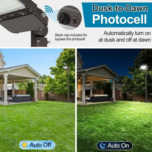 Miniatura 3 de Luz LED de estacionamiento de 150 W con fotocélula del anochecer al amanecer, luz LED regulable para caja de zapatos al aire libre con soporte