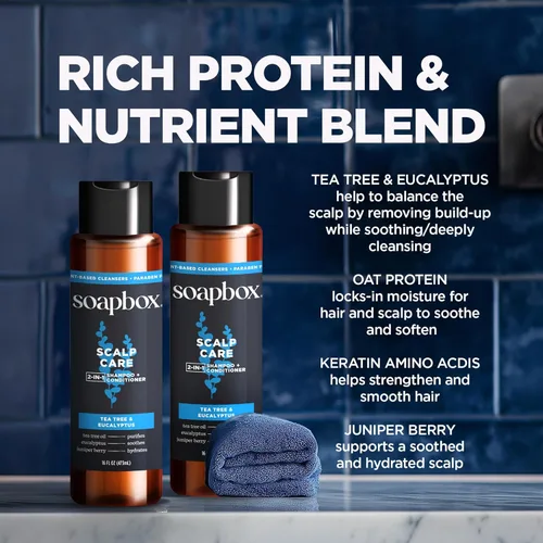Miniatura 7 de Soapbox Paquete variado de champú y acondicionador 2 en 1 para hombre, 1 cuidado del cuero cabelludo y 1 grueso y completo, ingredientes limpios