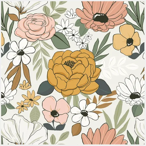 Miniatura 10 de HAOKHOME Papel pintado vintage grande floral de despegar y pegar, extraíble, hojas de margarita, negro/arena/oliva, vinilo autoadhesivo, mural, 17.7