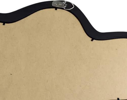 Miniatura 8 de Espejo de pared irregular de 30 x 14 pulgadas, espejo de pared con marco negro de madera asimétrico ondulado para sala de estar, dormitorio