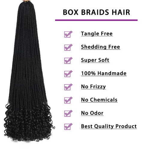 Miniatura 2 de Paquete de 7 trenzas de ganchillo con extremos rizados, paquete de 7 trenzas de ganchillo preenlazadas, caja diosa, trenzas de ganchillo
