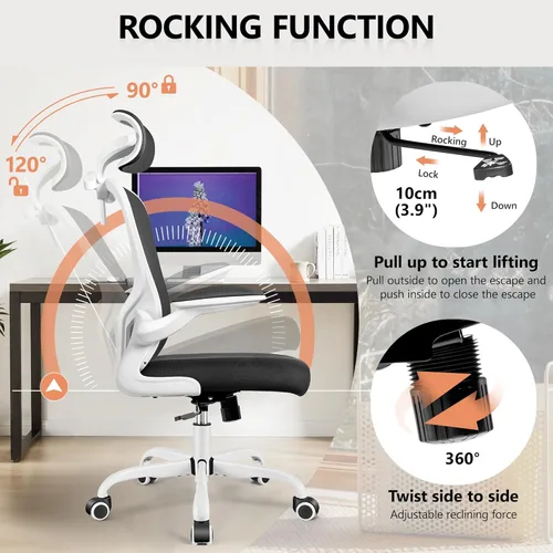 Miniatura 5 de FelixKing - Silla de oficina con reposacabezas, silla de escritorio ergonómica con ruedas, silla giratoria cómoda para tareas con soporte lumbar