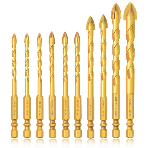 Miniatura 7 de Juego de brocas de mampostería, 10 piezas, juego de brocas de hormigón de cerámica, carburo para baldosas de cerámica, plástico, pared, ladrillo