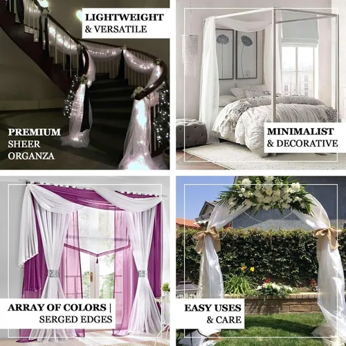Miniatura 3 de Efavormart - Paneles de cortina de organza transparente verde salvia de 18 pies, cenefa para ventana, arco de boda, tela drapeada para mesa