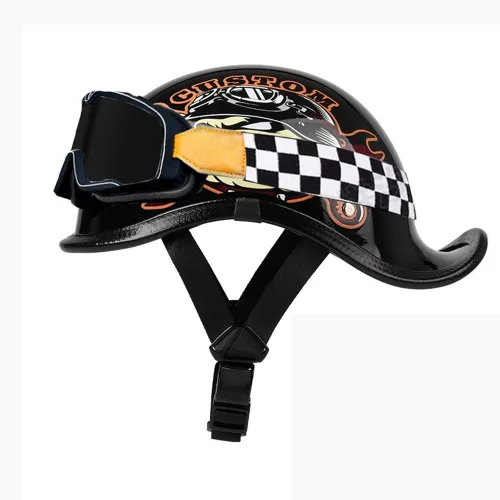 Miniatura 26 de Medio casco de motocicleta vintage, aprobado por el DOT, para adultos, casco convertible vintage para scooters, ciclomotores, cascos de motocicleta