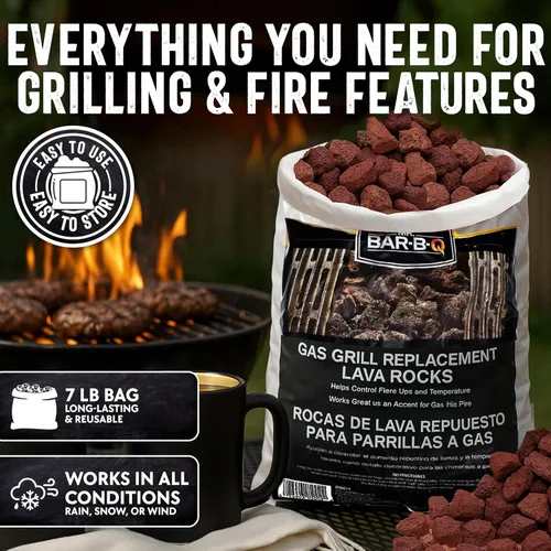 Miniatura 7 de FryOilSaver Co. - Rocas de lava volcánica natural de 7 libras para fogatas de gas y parrilla, piedras para chimeneas de propano en interiores