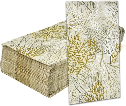 100 servilletas doradas para fanáticos del mar, toallas de mano de papel para baño, playa, boda, fiesta náutica, suministros de decoración de mesa